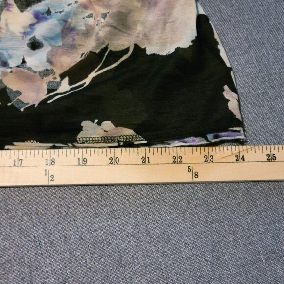 Simply Vera Wang Sheer Overlay Blouse Womens XL Black Floral Latered Top - Picture 9 of 13